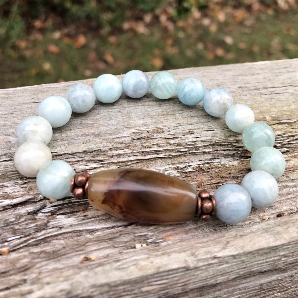 Aquamarine and Botswana Agate Duo